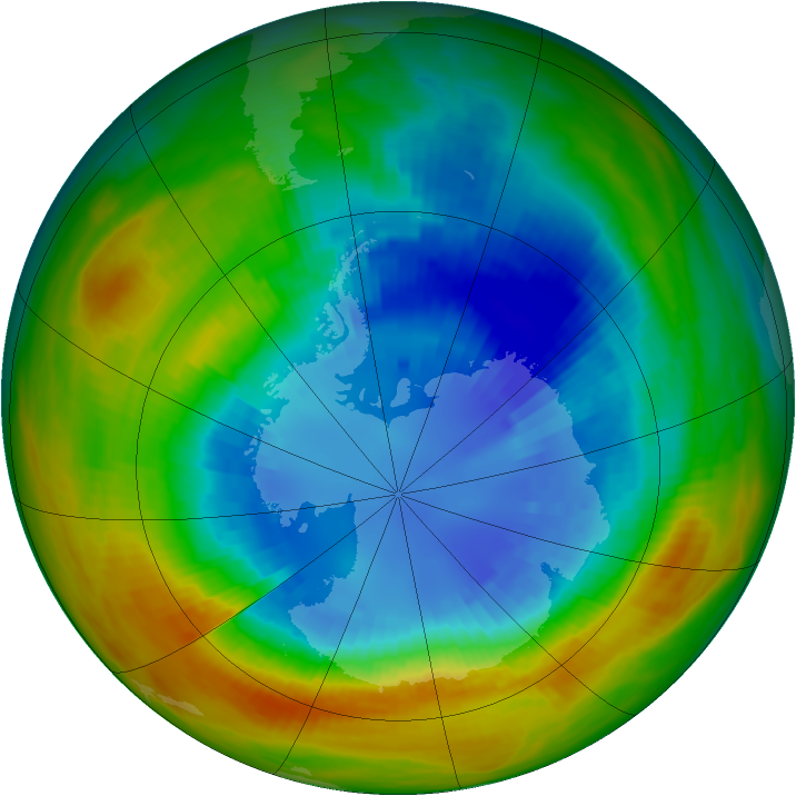 Antarctic ozone map for 03 September 1986